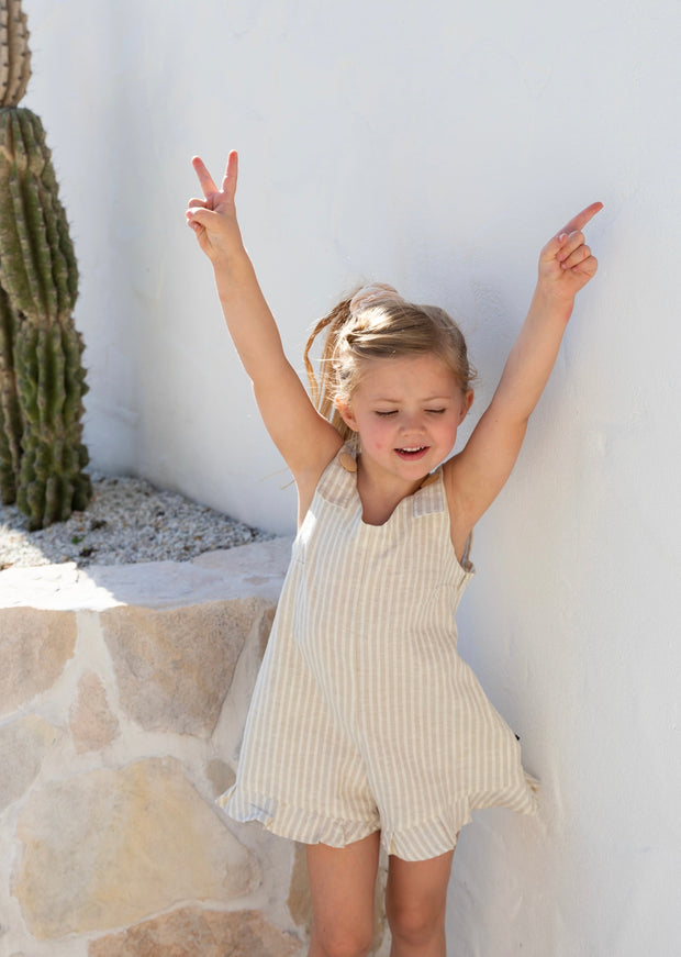 SANDY MINI PLAYSUIT OAT STRIPE