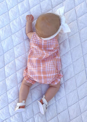 SANDY ROMPER PEACH CHECK