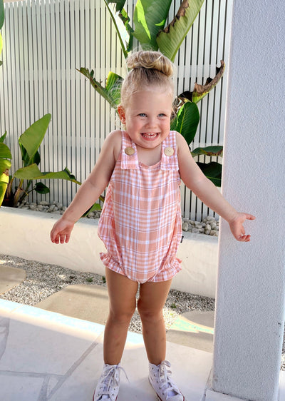 SANDY ROMPER PEACH CHECK